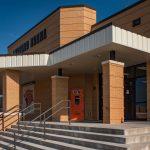 The gymnasium main entrance at Lindsay Leopard Arena was designed by Renaissance Architecture.