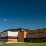 The band room main entrance at the Lindsay Leopard Arena was designed by Renaissance Architecture.