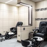 The pedicure area at Metro Technology Centers- Cosmetology Salon was designed by Renaissance Architecture.