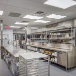 Commercial kitchen prep area in the Metro Technology Centers- Culinary Arts Café was designed by Renaissance Architecture.