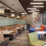 The lower-level dining area at Metro Technology Centers- Culinary Arts Café was designed by Renaissance Architecture.