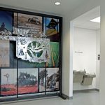 Closeup of artwork on display at the National Route 66 Museum was designed by Renaissance Architecture.