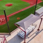 The covered bleachers at Cashion Public Schools Baseball Field were designed by Renaissance Architecture.