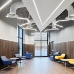 The lobby of Metro Technology Centers- Automotive Training Center was designed by Renaissance Architecture.