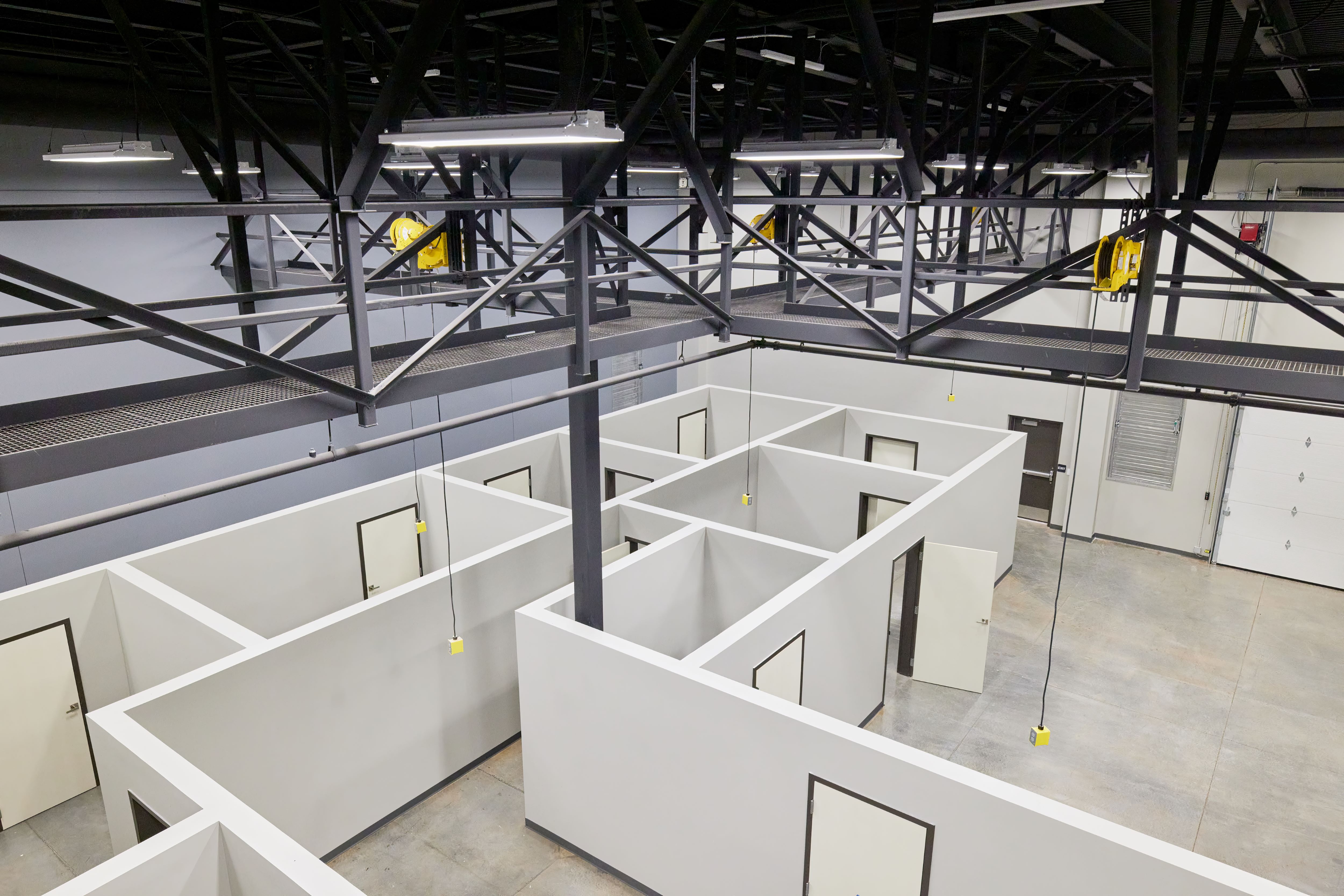 The training areas and overhead catwalk for supervision at Metro Technology Centers- Public Safety Academy were designed by Renaissance Architecture.